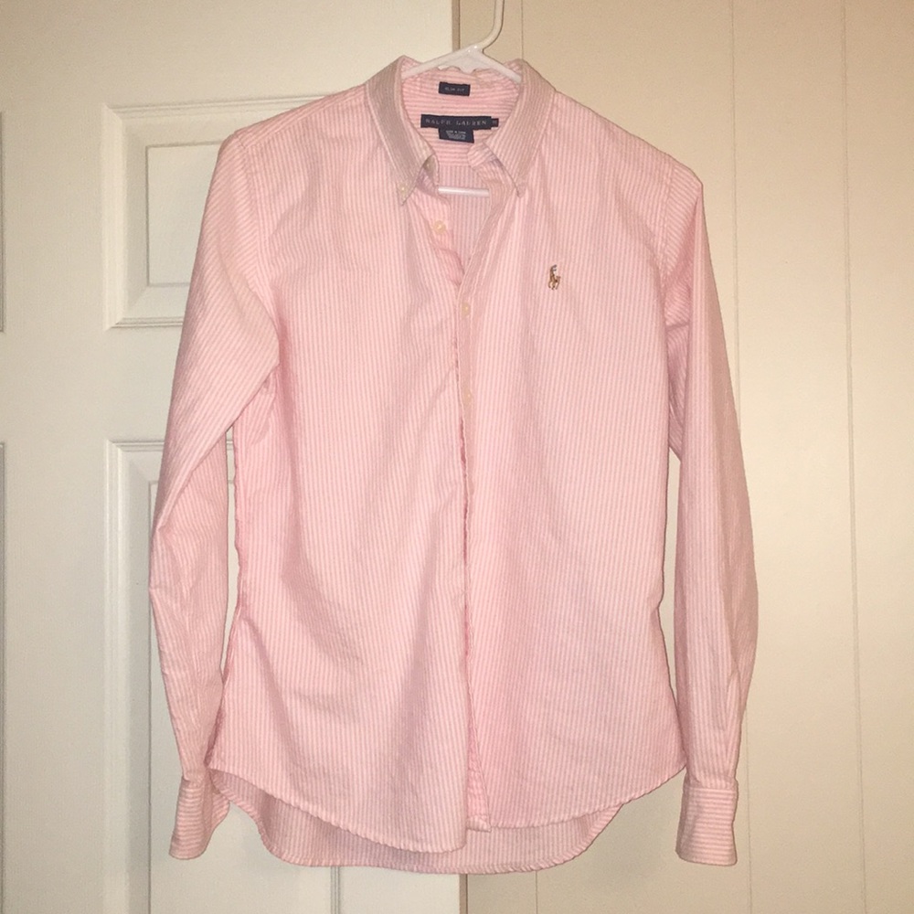 Polo Ralph Lauren pink pinstripe button down shirt